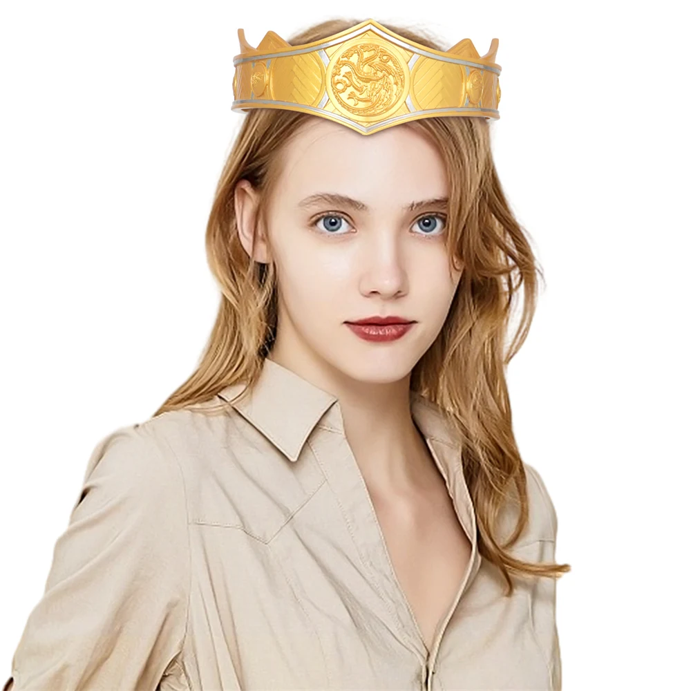 Rhaenyra Targaryen Cosplay Crown House of the Dragon Queen Gold Helmet Halloween Masquerade Party Accessories Gifts Takerlama