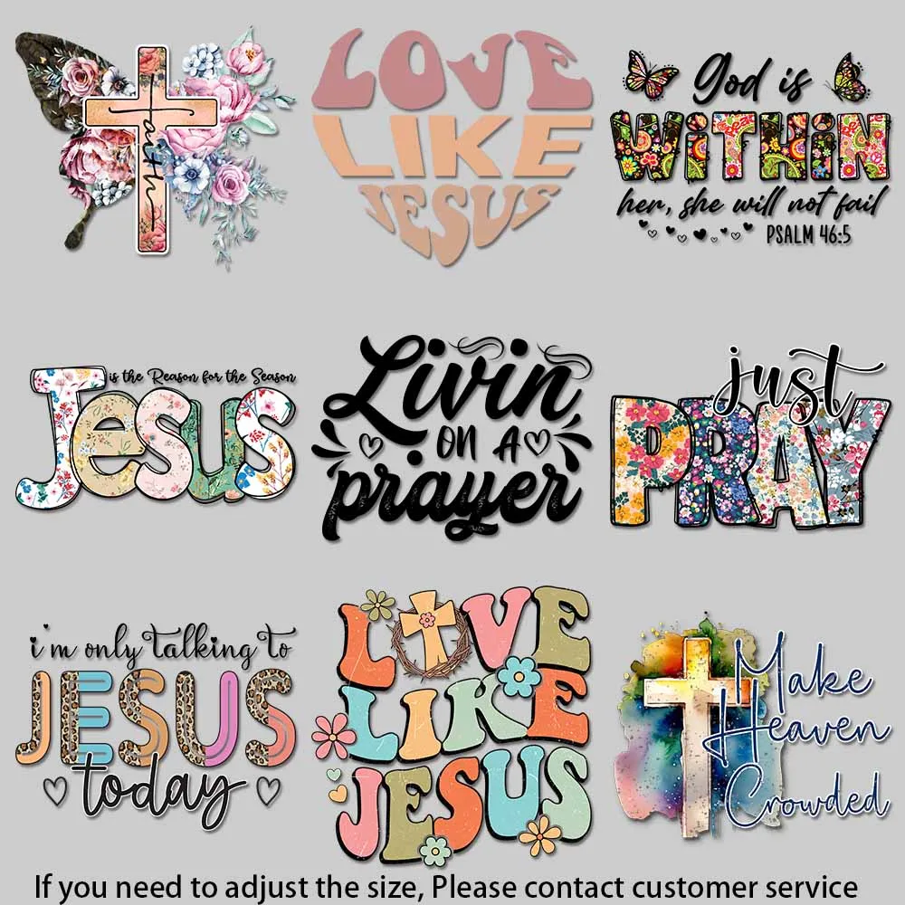 

Colorful Jesus-Themed Iron-On Transfers: Made Worthy, Joy to The World, Bold Patterns for DIY Apparel & Crafts