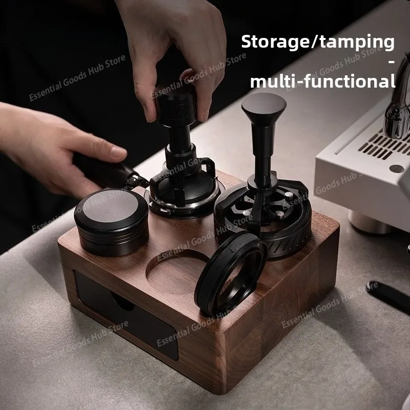 Walnut Coffee Powder Pressing Seat, Powder Dispenser, Powder Pressing Hammer, Italian Coffee Machine Appliance, Storage Base