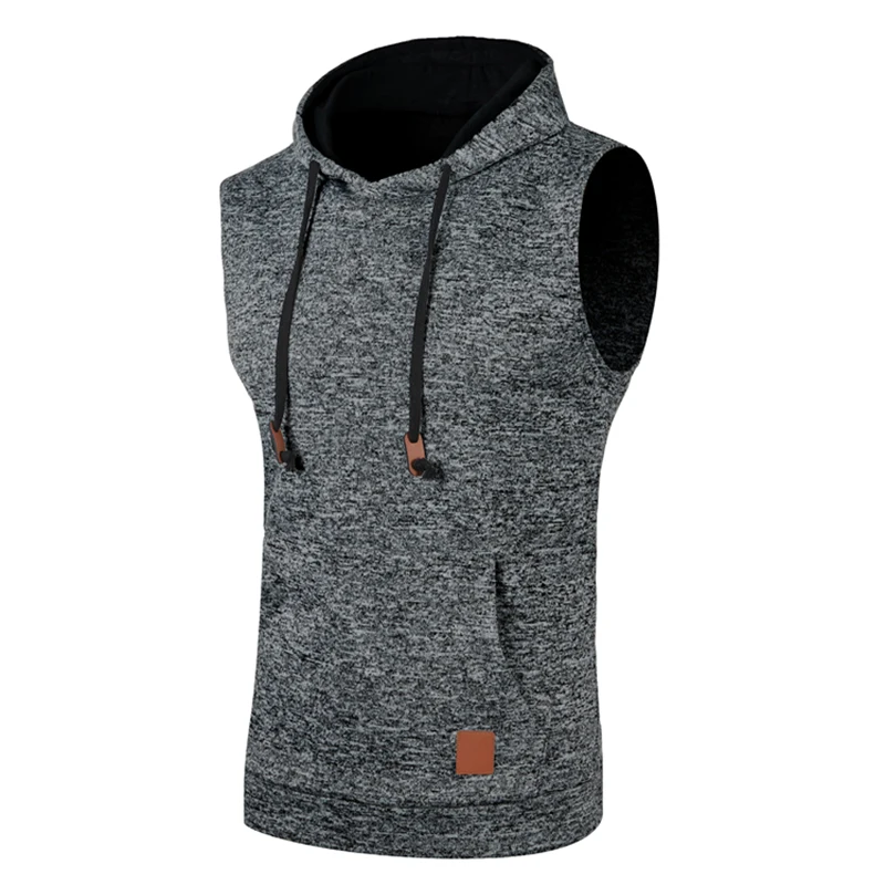 Mens Sleeveless Hoodies Fashion Casual Hooded Sweatshirt Men Bodybuilding Tank Top Sporting Shirt Waistcoat Vest Gym