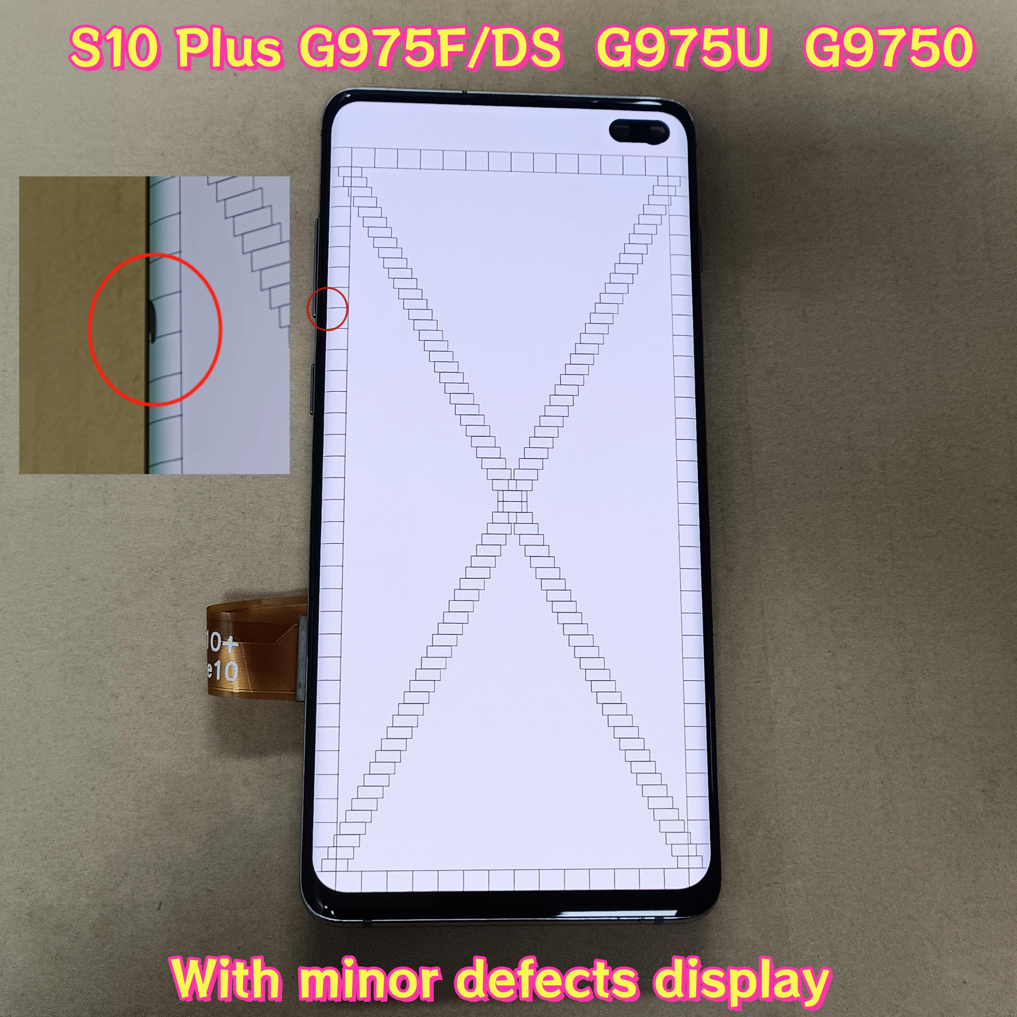 FOR S10+ LCD With Defect For Samsung Galaxy S10 Plus Display Screen G975 G975F Assembly S10plus G975U G9750 Touch panel wymień