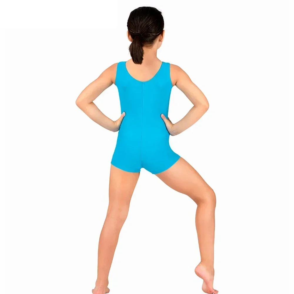 เด็กSpandexบัลเล่ต์เต้นรําLeotardไนลอนOne- Pieceสั้นUnitard Tank Topเครื่องแต่งกายยิมนาสติกกีฬาQuick Dry