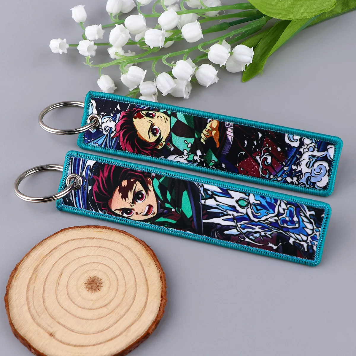 Брелки для ключей с двусторонней вышивкой в японском стиле аниме