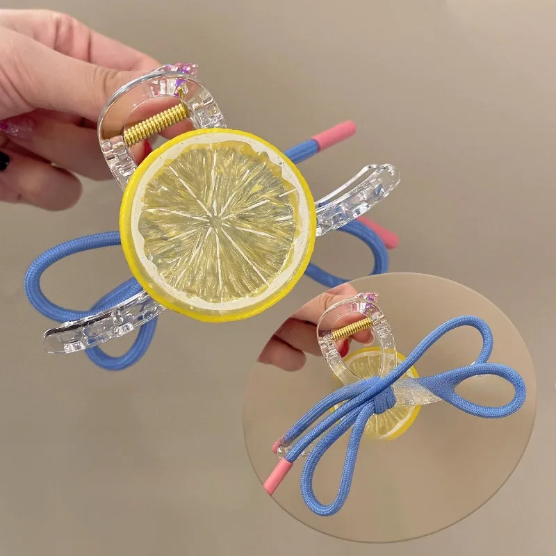 Haarklammer für Frauen Zitronengelbe Haarspangen Niedliche Schleife für den Hinterkopf Boho Haaraccessoires Süßer Minimalistischer Sommerstil – Detail 7