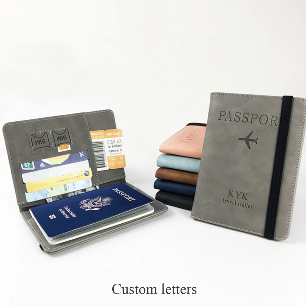 Nome personalizado RFID Passport Cover, personalizado Viagem Passaporte Titular, documento do cartão de identificação, bilhete de avião, carteira de negócios, moda