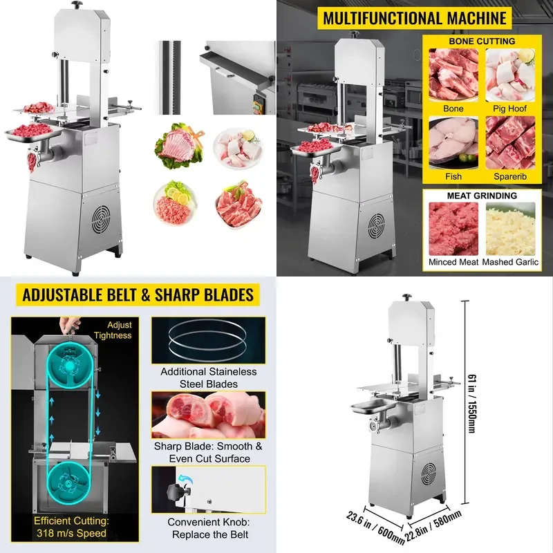 1100W Electric Automatic Fish Cutter Meat Grinder Commercial 2 in 1 Frozen Meat Slicer New Condition for Home and Business