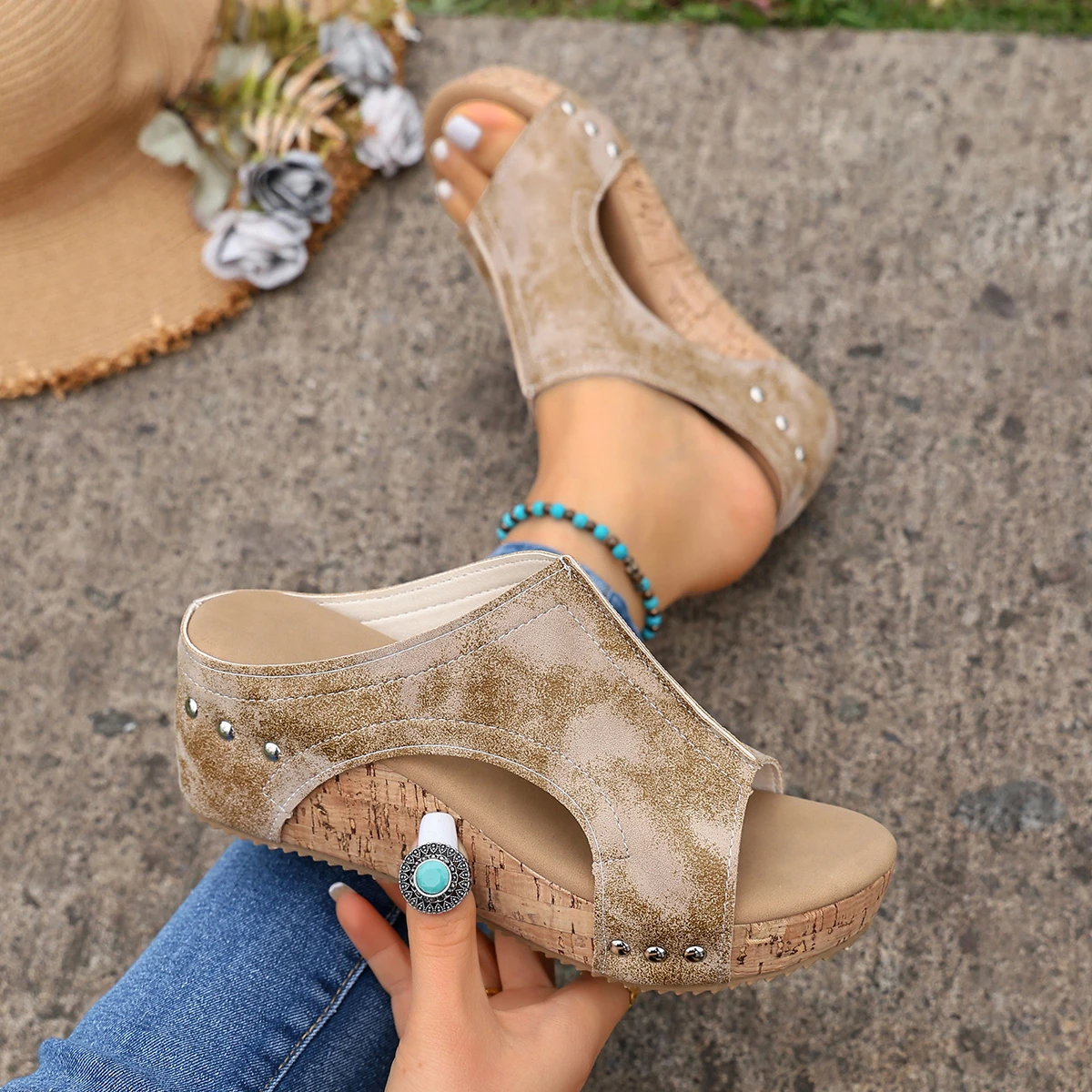 Women's High Heels With Wedges Shoes Woman Platform Sandals Summer Peep Toe Heeled Slippers Sandalias De Mujer_vogvips.com