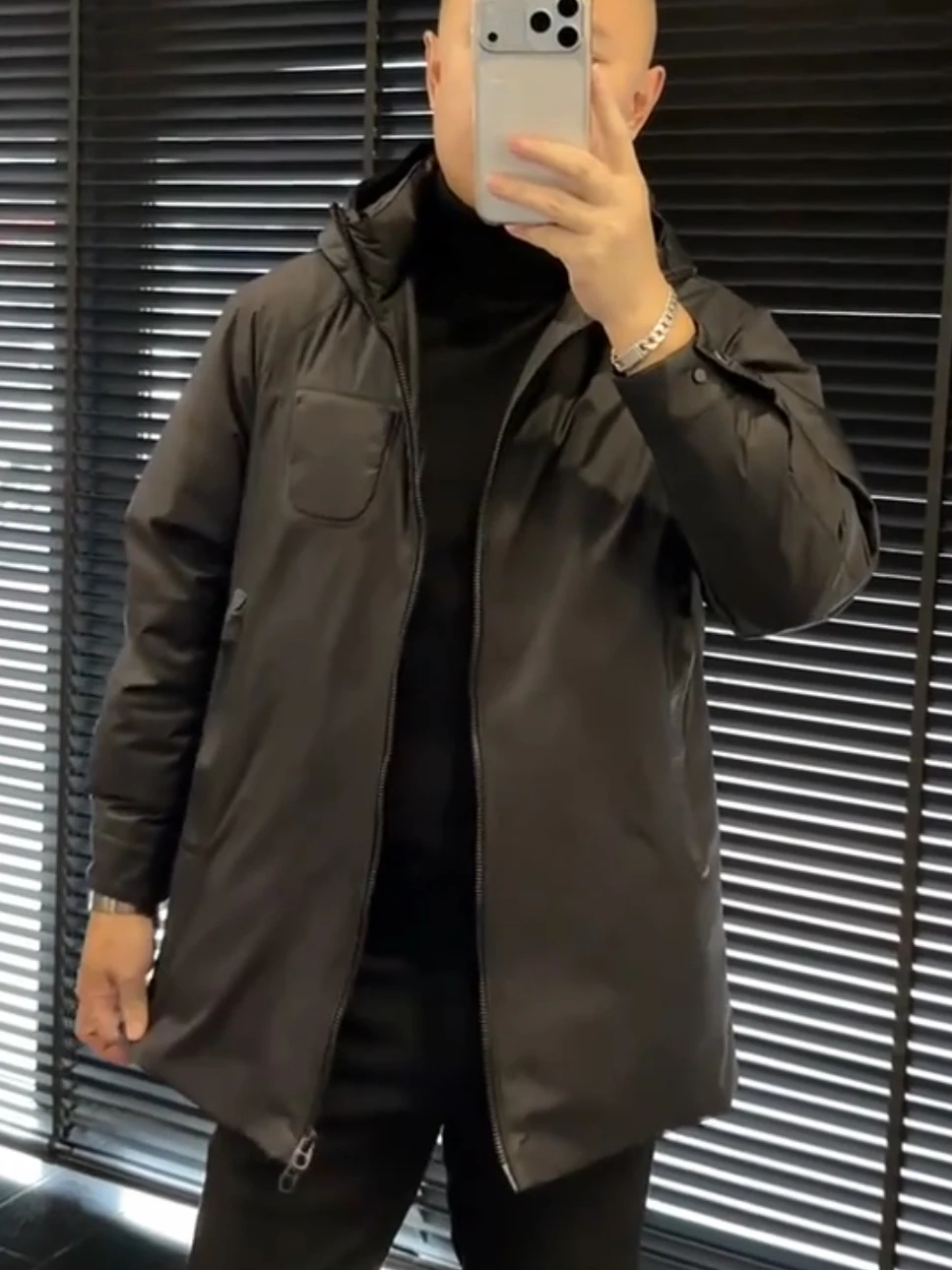 

High Quali Men's Casual Cotton Jaet Thin Cotton Simple Hooded Coat Warm Busin Sle Zipper Closure Stand Fit Spring...