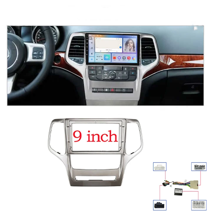 

9 Inch Car Frame Fascia Adapter Android Radio Dash Fitting Panel Kit For Jeep Grand Cherokee RST Laredo 2008-2012