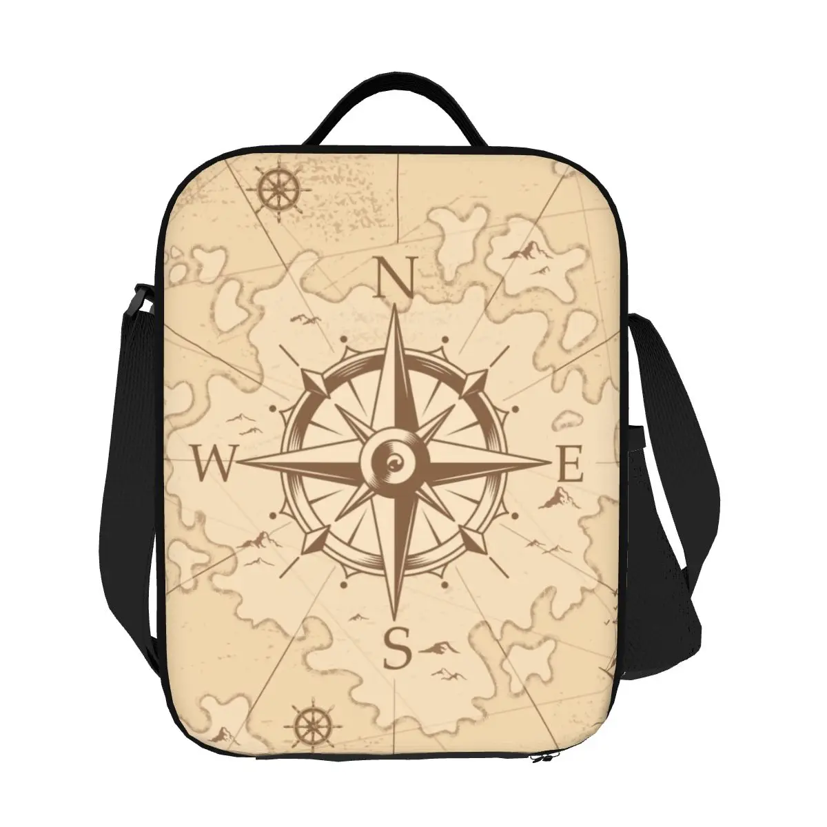 Custom Vintage Pirate's Map Insulated Lunch Bag for Women Nautical Compass Sailor Thermal Cooler Bento Box Office Picnic Travel