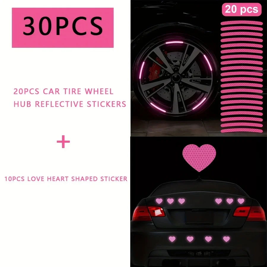

Розовые наклейки на колесные диски и обода + светящиеся наклейки в форме сердца, подходят для украшения автомобилей, мотоциклов и велосипедов.
