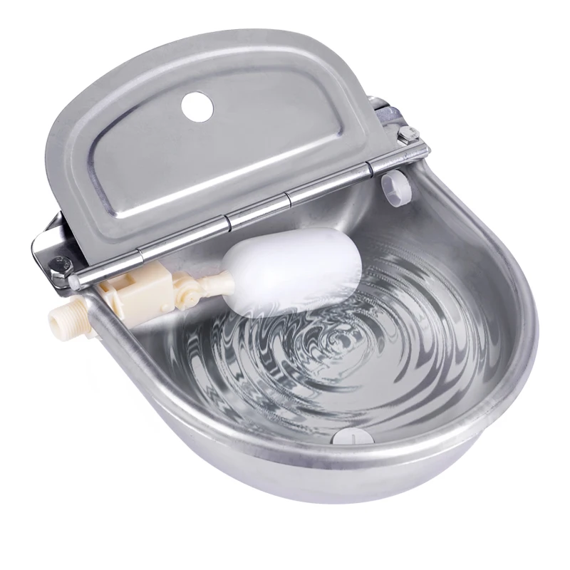 Stainless Steel Cow Water Bowls Automatic Drinking Bowls with Float Bowl Water Outlet for Dog Cattle Sheep Drinker Farm Supplies