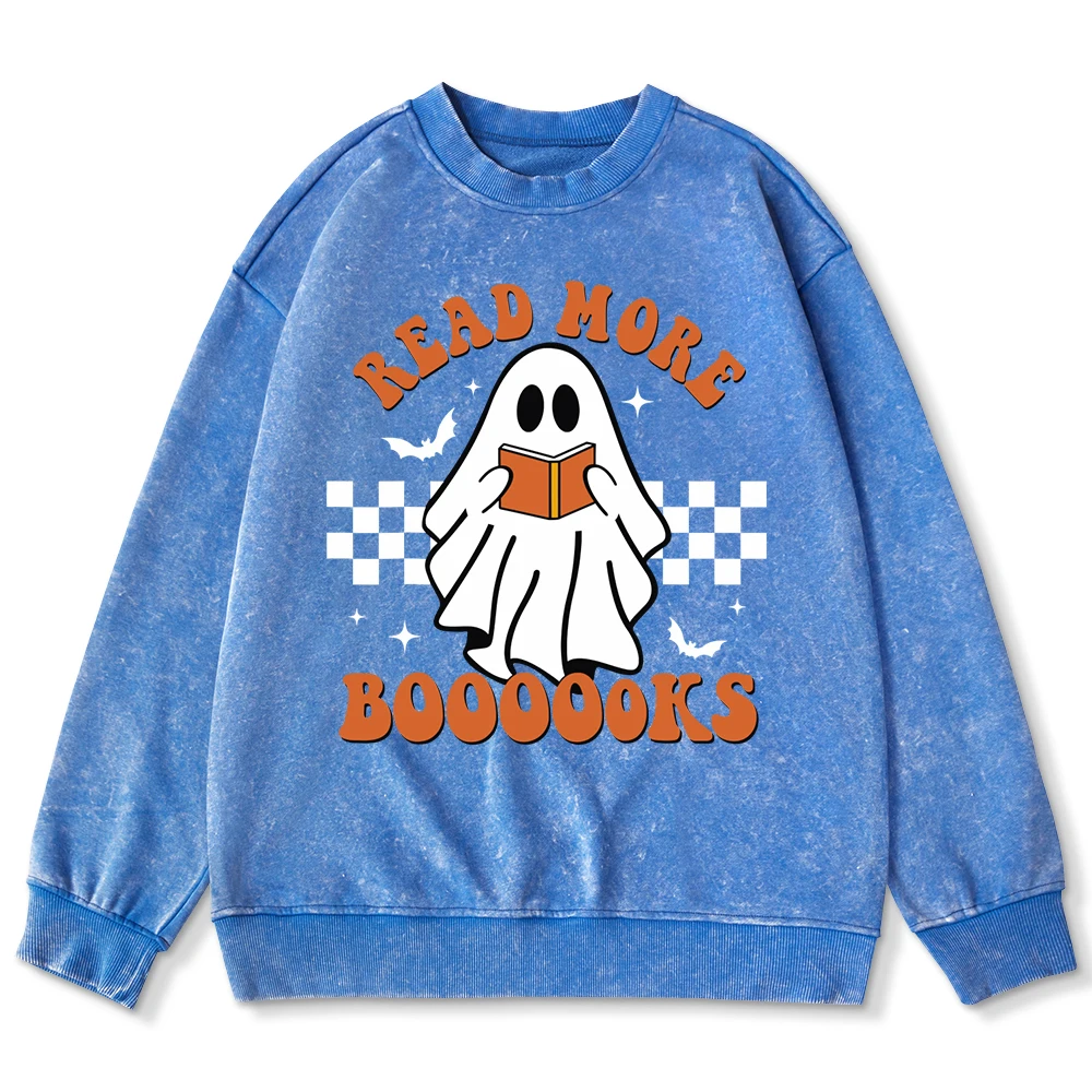 

Read More Boooooks Ghost Art Print Women Washed Sweatshirt Oversized Casual Pullover Cotton Streetwear Warm Cotton Clothes