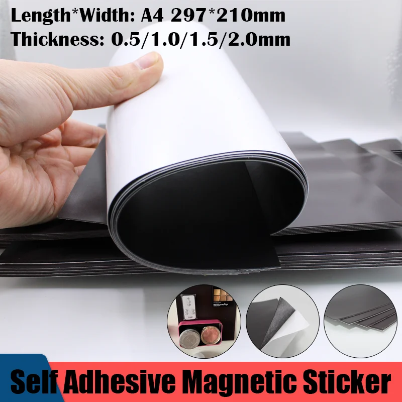 A4 Magnet Sheet Self Adhesive Soft Whiteboard Fridge Sticker Sticky Note Message Board Teaching Photo Picture 0.5/1.0/1.5mm 4A