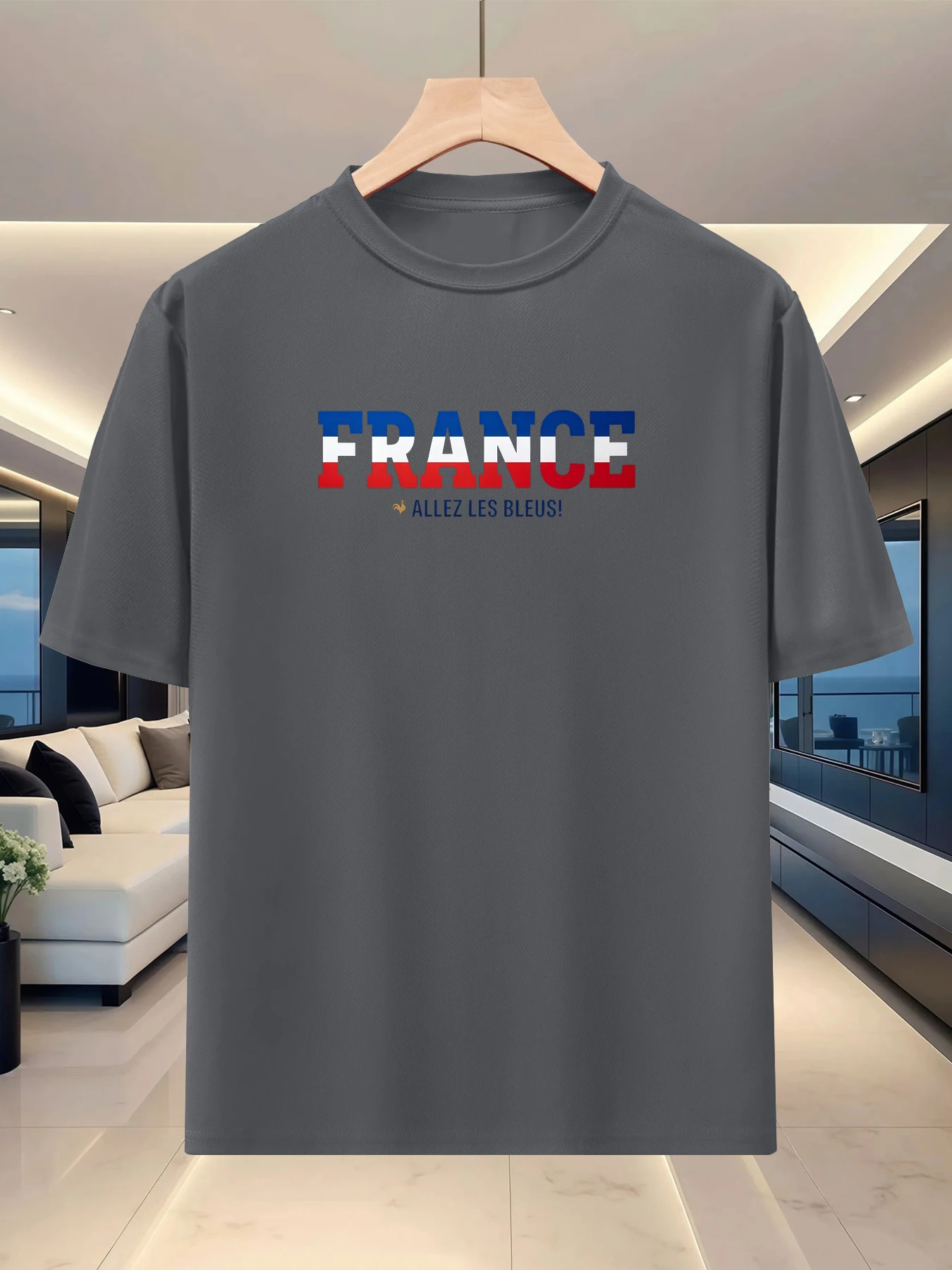 Men's Summer Round-neck Short-Sleeve Casual Sportswear National English Theme Series Printed T-Shirt - France