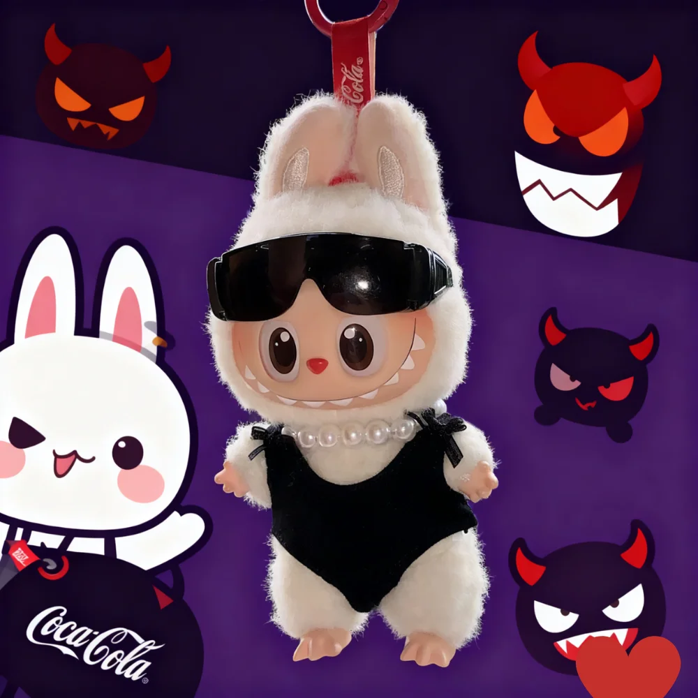 

Милая кукла labubuV1V2V3 с кроличьими ушками и солнцезащитными очками, модный наряд, брелок, подвеска для украшения сумки, модная мультяшная игрушка в подарок