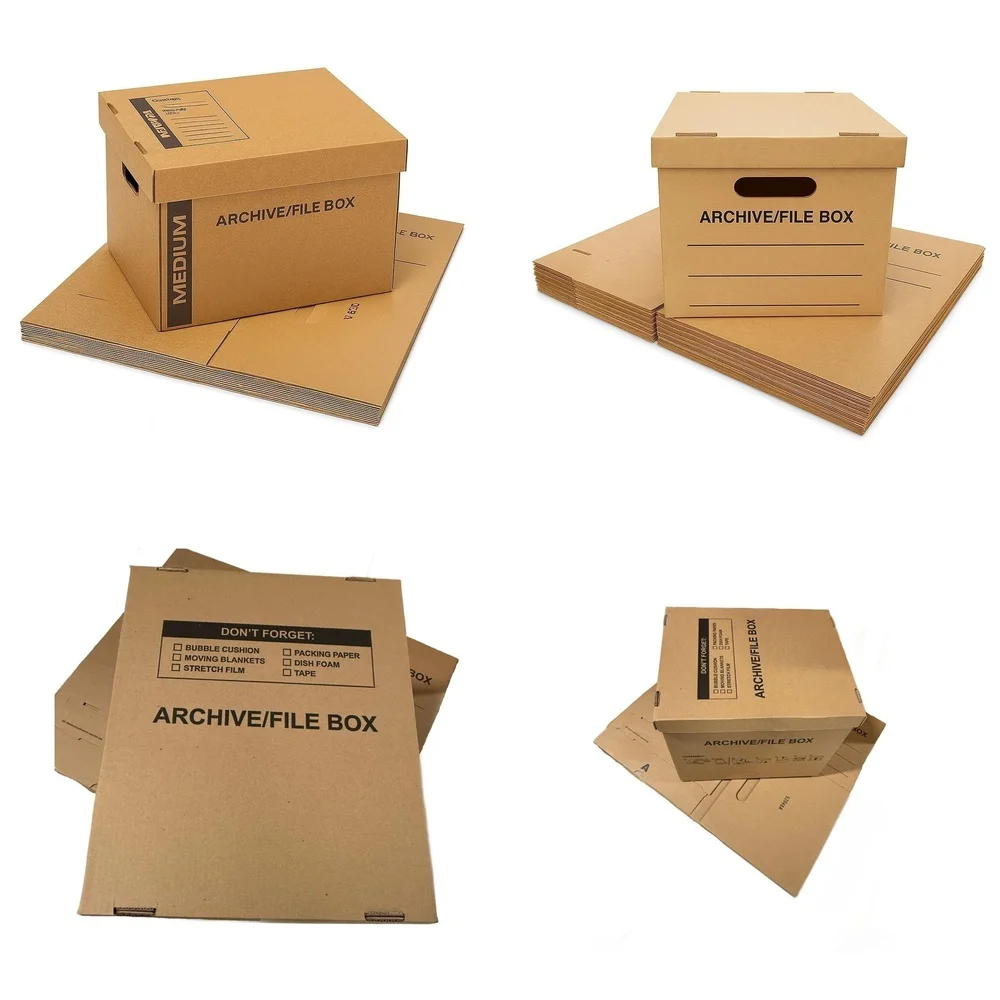 

storage box25 Pack 18x15x14 Medium Moving Boxes with Lids Heavy Duty Storage File Boxes for Packing Shipping Movers Relocation