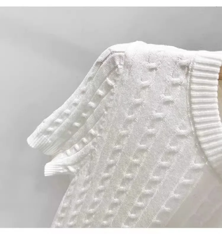 Zjaiss 2026 Summer Korean Retro Elegant Texture Short Sleeve O-Neck Twist Knit Top Women Soft Casual Versatile Thin T-shirt