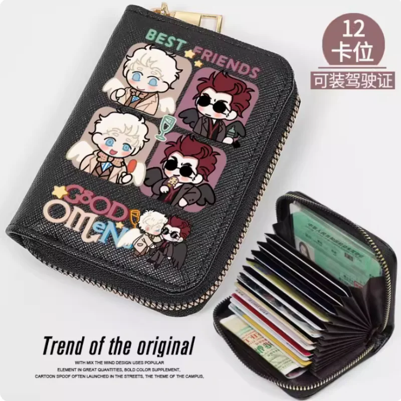 Anime Good Omens Fashion Wallet PU Purse Card Coin Zipper Cash Holder Bag Cosplay Gift B501