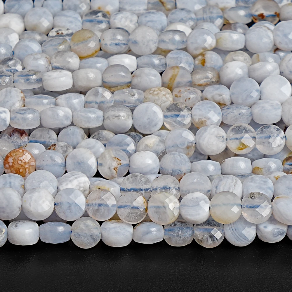 

Natural 4mm Blue Agate Flat Round Beads Cabochon Spacers Beads for Bohemian Style Bracelets Unique DIY Jewelry Supplies