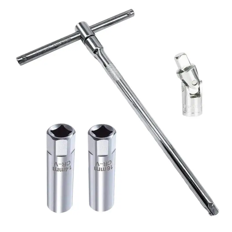 

14mm 16mm Auto Spark Plug Socket Wrench Adapter Auto engine Spark plug disassembly Tool T-Handle Car Plug Socket Puller Tool