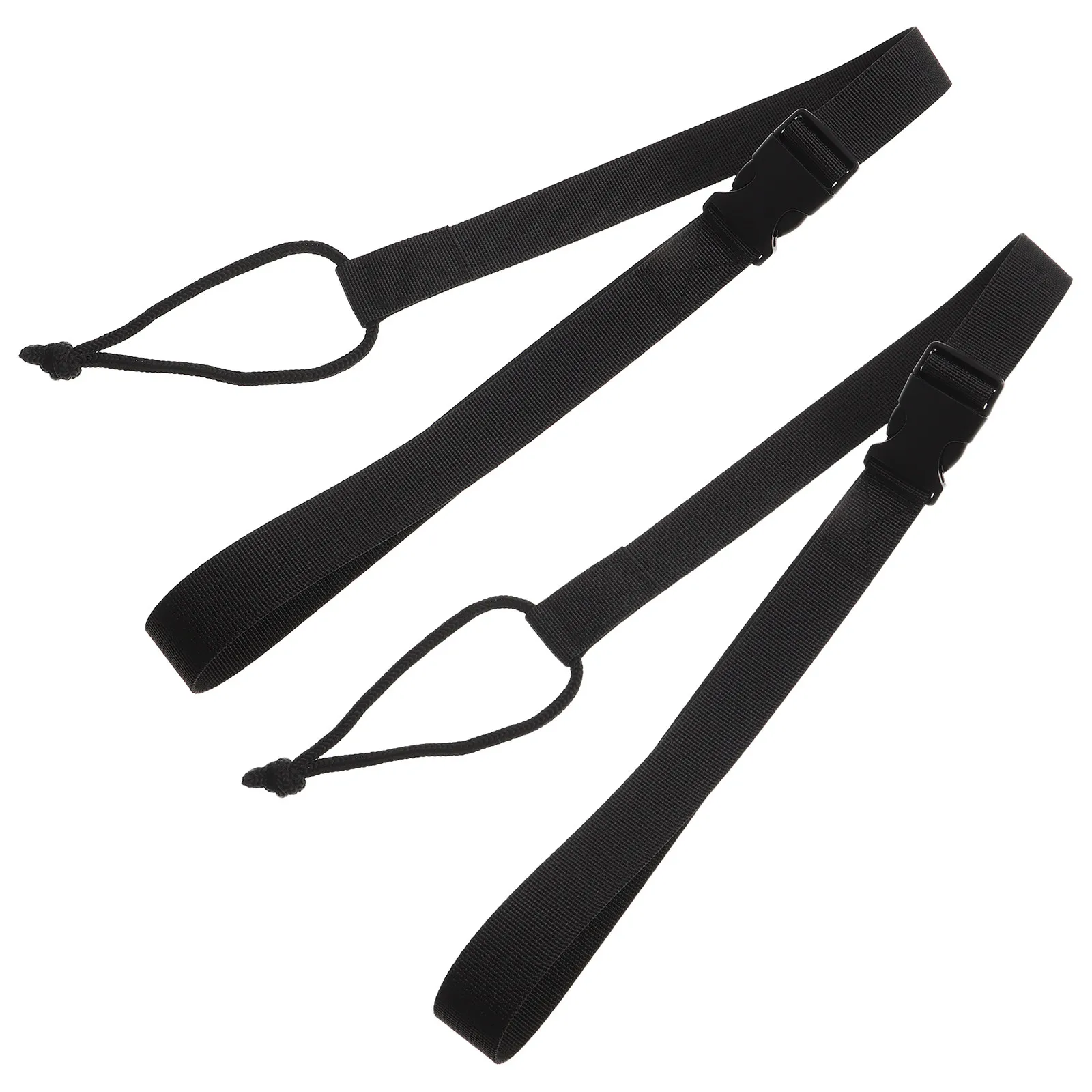 

2pcs Snowboard Leash: Black Binding Ladder Strap Adjustable Buckle For Winter Sports Safety Lightweight Retention Cord Universal