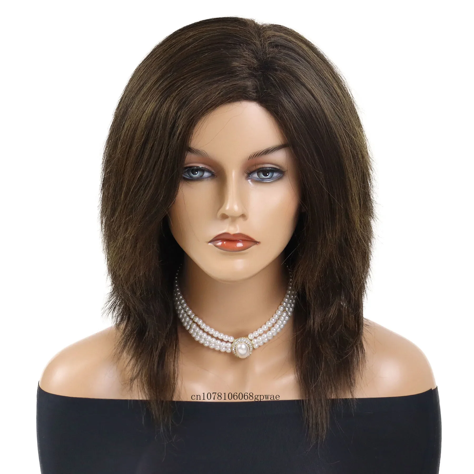 Brown Wig Synthetic Hair Shoulder Length Wigs Smooth Straight Wig for Black Women Heat Resistant Daily Replacement Wig Costume