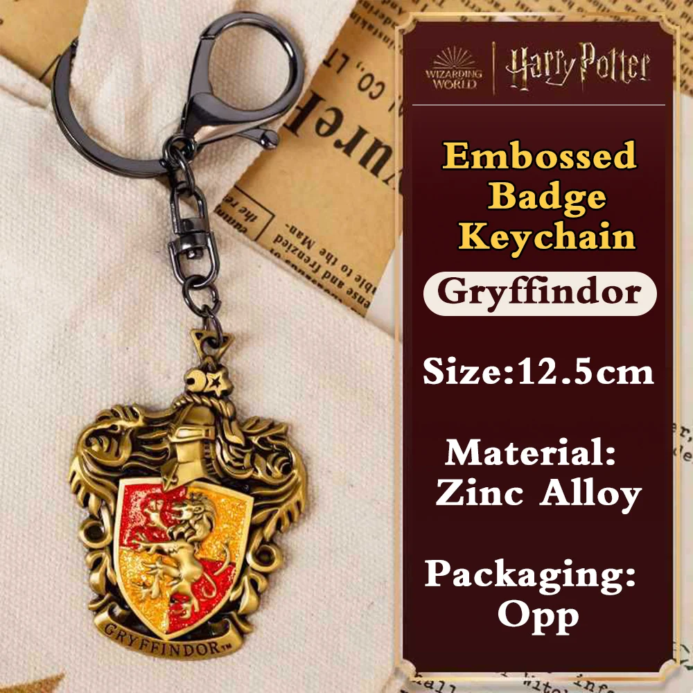 Genuine Harry Potter Hogwarts Embossed Keychains Magic School Hufflepuff Ravenclaw Gryffindor Metal Backpack Hanging Gifts Toys view 6