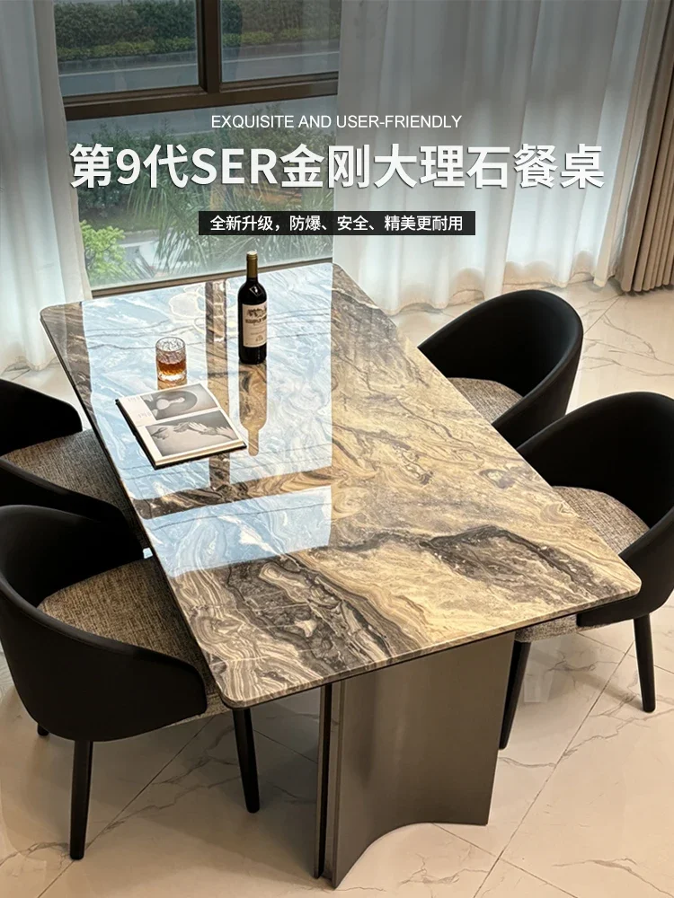 dining table light luxury high-end natural microcrystalline stone supercrystalline stone Italian minimalist luxury stone table