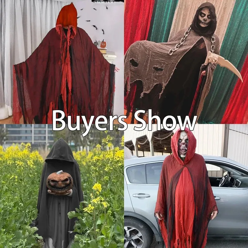 

Halloween Medieval Zombie Skull Cloak Men with Hood Vintage Horror Cape Renaissance Cloak for Adult Cosplay Costumes Props GFHG5