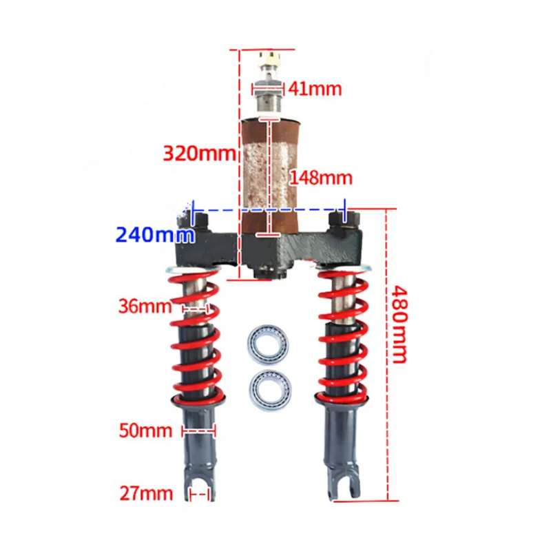 Electric tricycle front fork trailer parts 2-ton modified single card shock absorber front wheel steering assembly