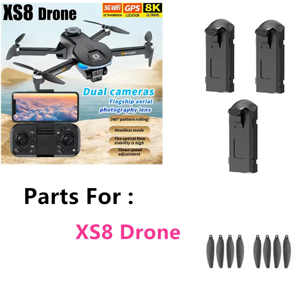 XS8 Drone Accessories Battery  3.7V 1800mAh  /Propeller  / Use For XS8 Drone Battery XS8 Parts