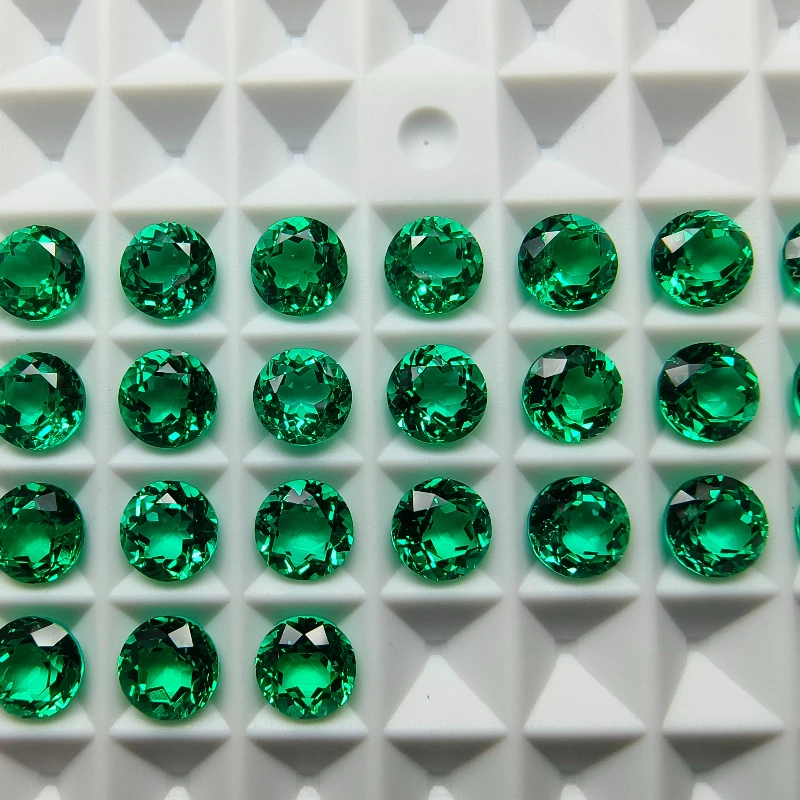 Lab Grown Columbia Emerald Hand-cut Charms Gemstone Round Shape for Jewelry Rings Earrings Making Selectable Certificate