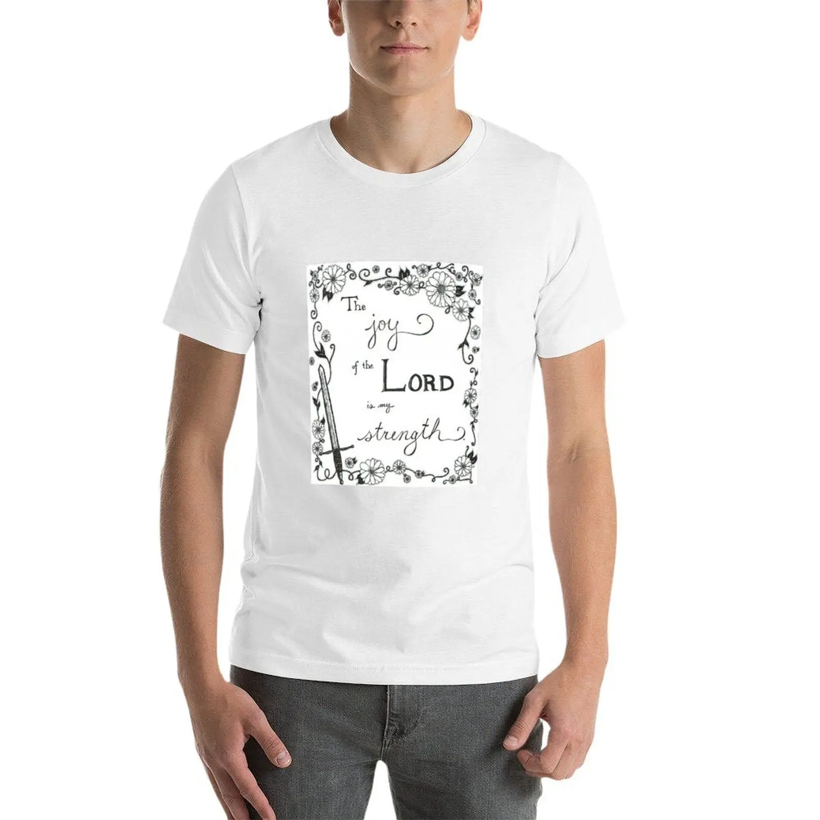 فرح الرب هو قوي تي شيرت القطن تي شيرت رجل 100% تي شيرت للرجل سليم تي شيرت مجسم #4