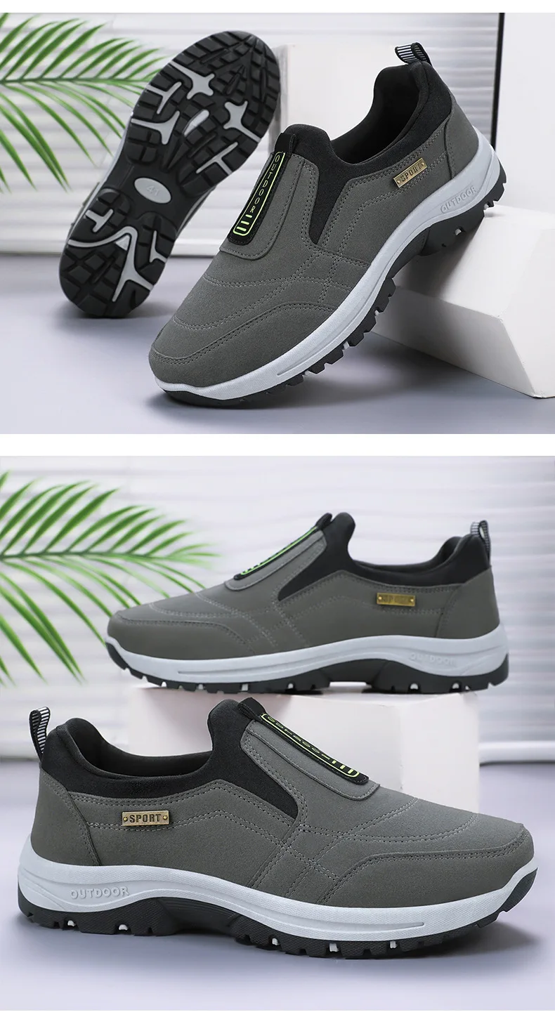 Wasserdichte Slip-On-Wanderschuhe für ältere Herren, rutschfest, stoßdämpfend, mit Profilsohle, für den täglichen Gebrauch im Freien, Freizeitschuhe, Wanderschuhe – Detail 28
