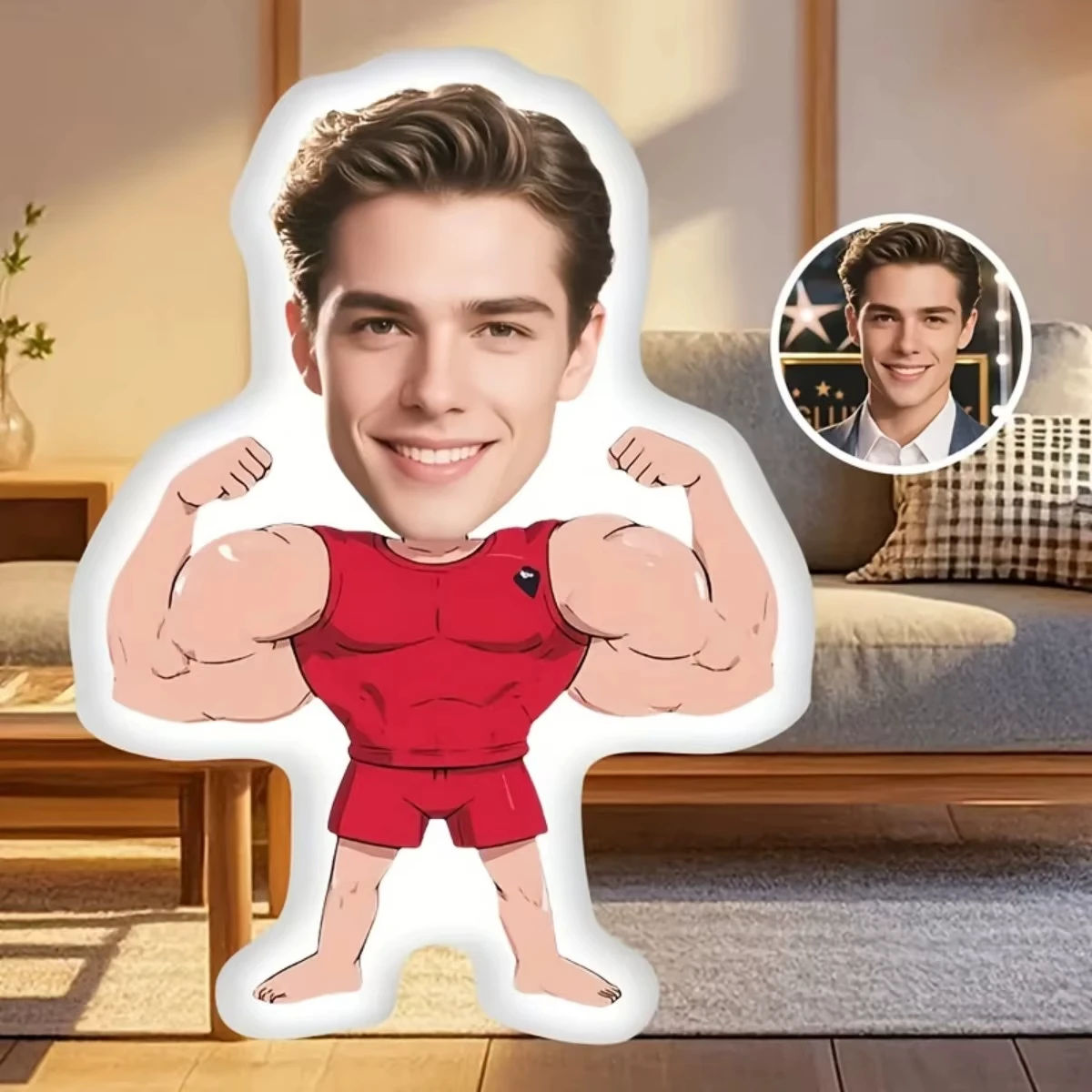 Personalized Photo Plush Pillow - Custom Muscle Man Style Gift with Your Photo, a Must-Have Gift for Being Funny