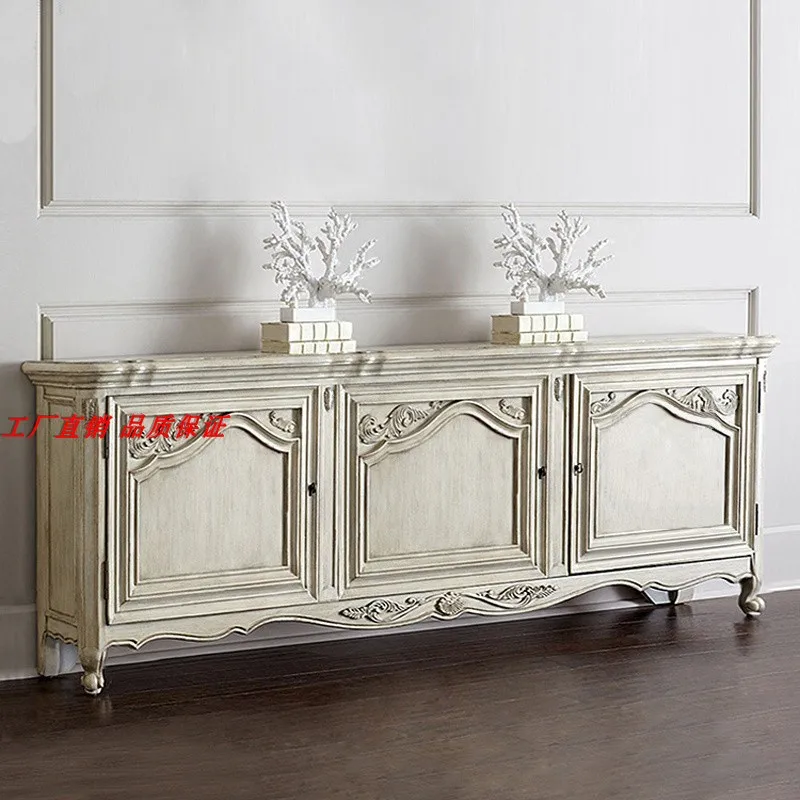 TV Cabinet French Antique White as Old Oak TV Cabinet Audio-Visual Floor Cabinet Customization