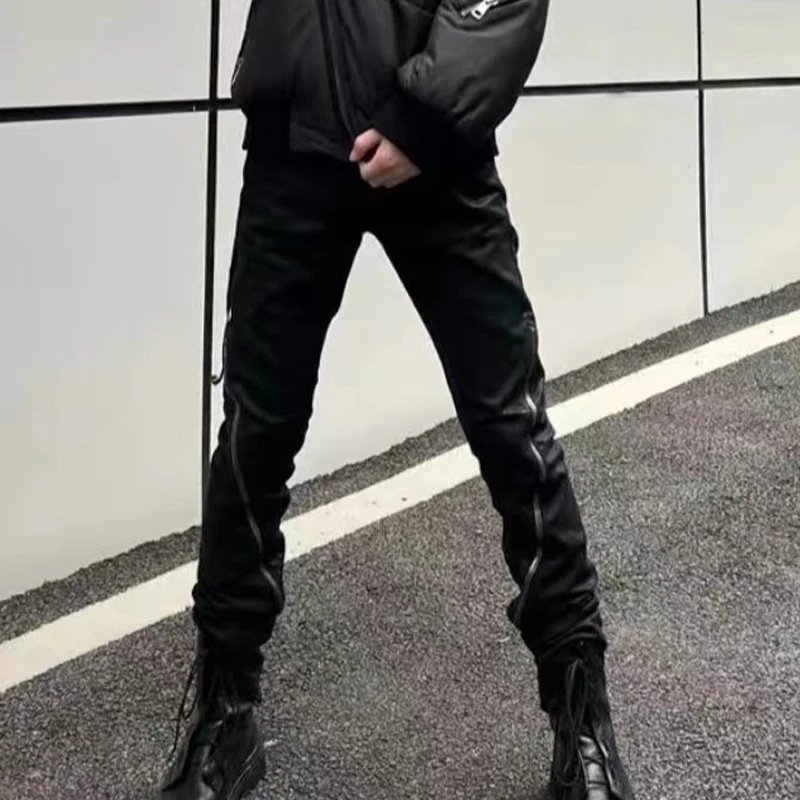 

Fashion Men's Jeans Zipper Design Pants for Man Owens Cargo Jeans Full Length Men Trousers Streetwear Men's Clothing
