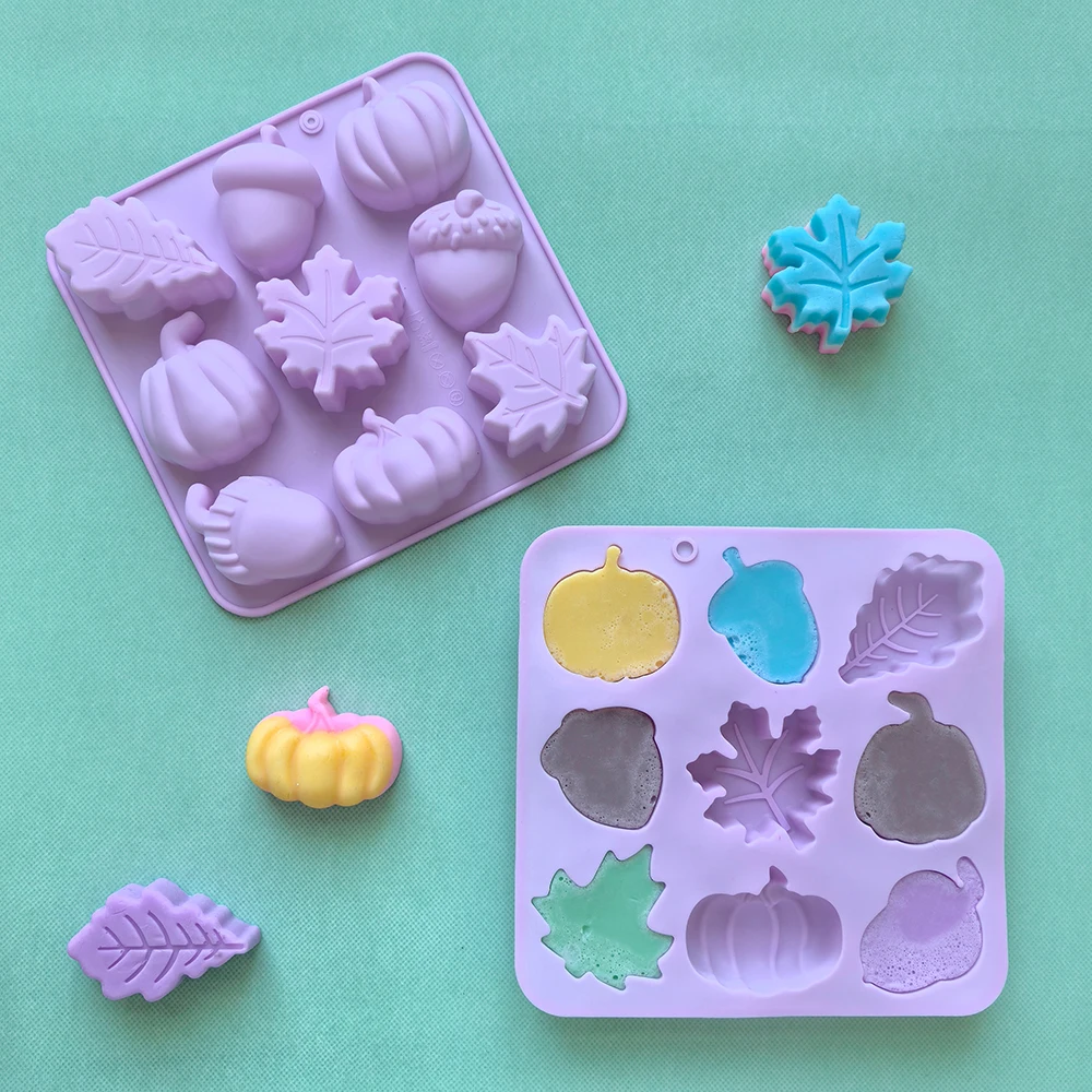 1pc 9-hole pumpkin maple leaf shaped DIY non stick silicone mold, perfect for making cakes, bread, jelly, baking molds