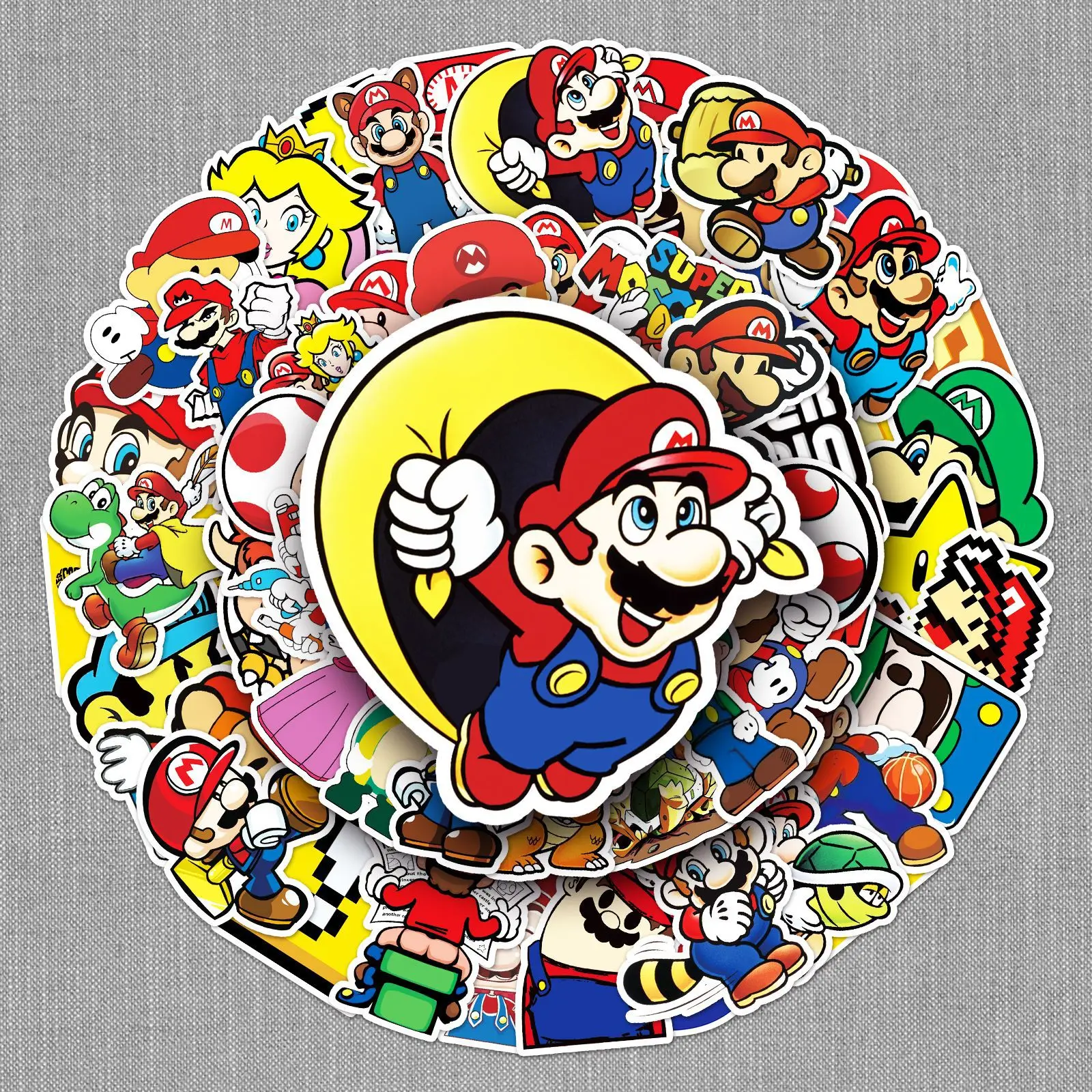 53pcs Super Mario Bros Cartoon Stickers Kawaii Notebook Skateboard Bicycle Guitar Laptop Waterproof Anime Graffiti Stickers