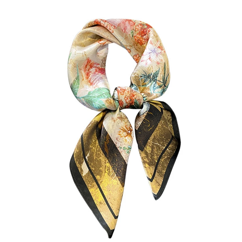 

100% Real Silk Scarf New Women Mulberry Shawls Lady Neck Wrap Floral Hijab Foulard Pashmina Scarves Female Bandana