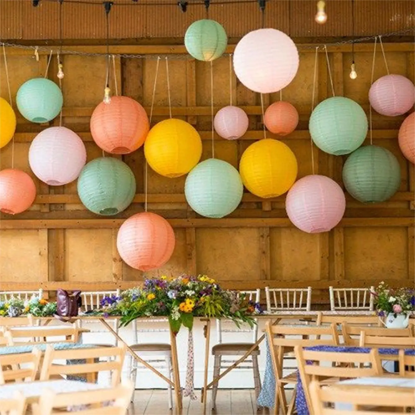 24pcs Mixed colors&Sizes Paper Lantern-Wedding paper lanterns,Chinese round party paper lanterns for birthday party,bridal baby