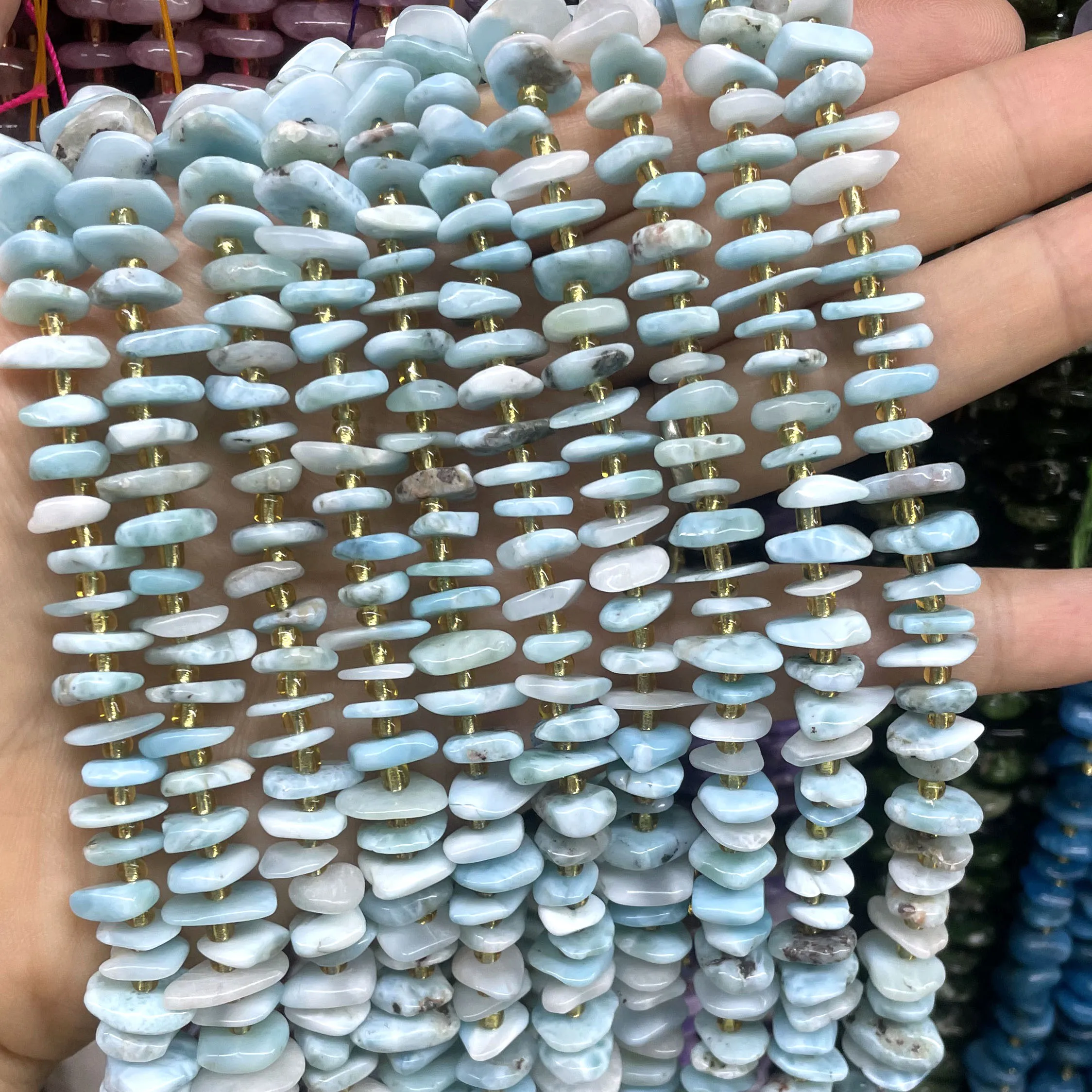 8-12MM Natural Stone Irregular Blue Larimar Loose Spacer For Jewelry Making DIY Bracelet Necklace Materials Accessories