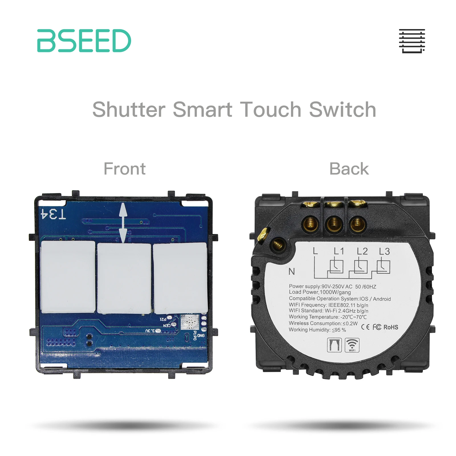 BSEED 1/2/3Gang WIFI Touch Schalter Nur Teil Glas Panel Smart Dimmer Vorhang Schalter Funktion DIY Teil EU Wifi Buchse Teile