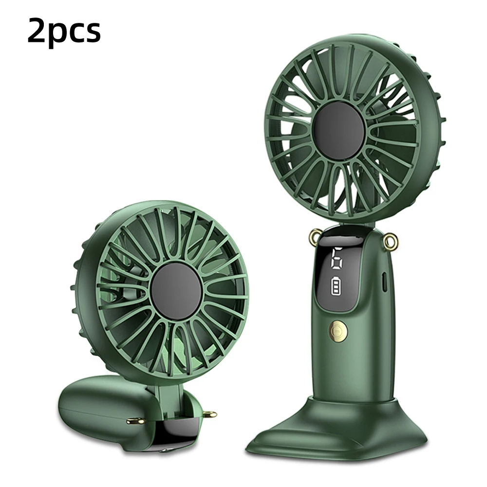 

Handheld Mini Fan with 6 Speed Settings USB Rechargeable Foldable Design Phone Stand Neck Hanging Portable for Desk/Outdoor
