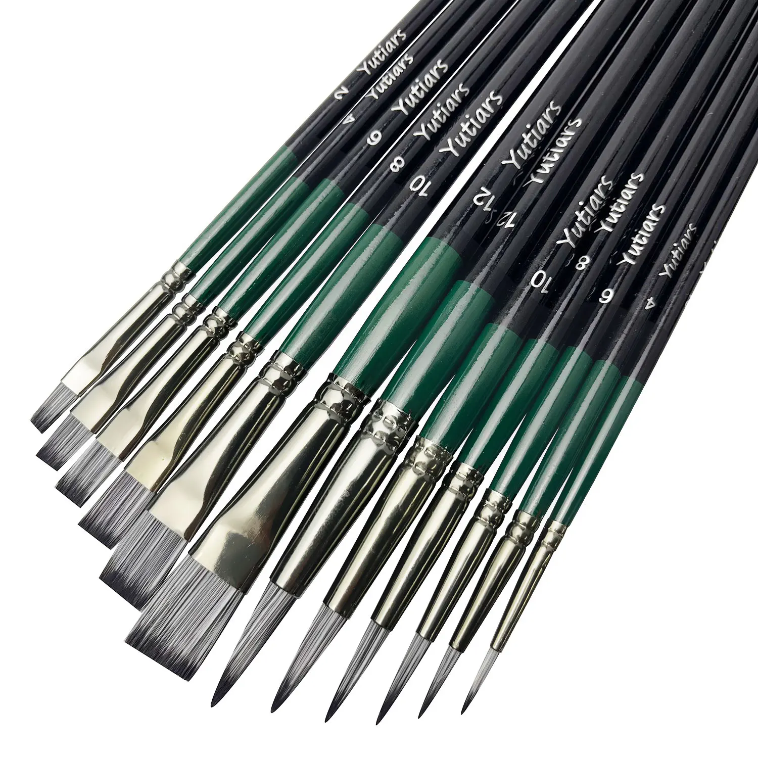 Premium 12-Piece Artist Paint Brush Set - Ultra-Durable Nylon Bristles for Acrylic, Watercolor, Oil & Body Painting