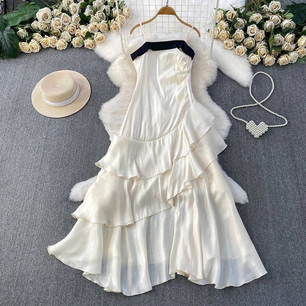 فساتين شيفون أنيقة من TWOTWINSTYLE للنساء بياقة مربعة بدون أكمام بخصر عالٍ فستان نسائي جديد KDR553145 #3