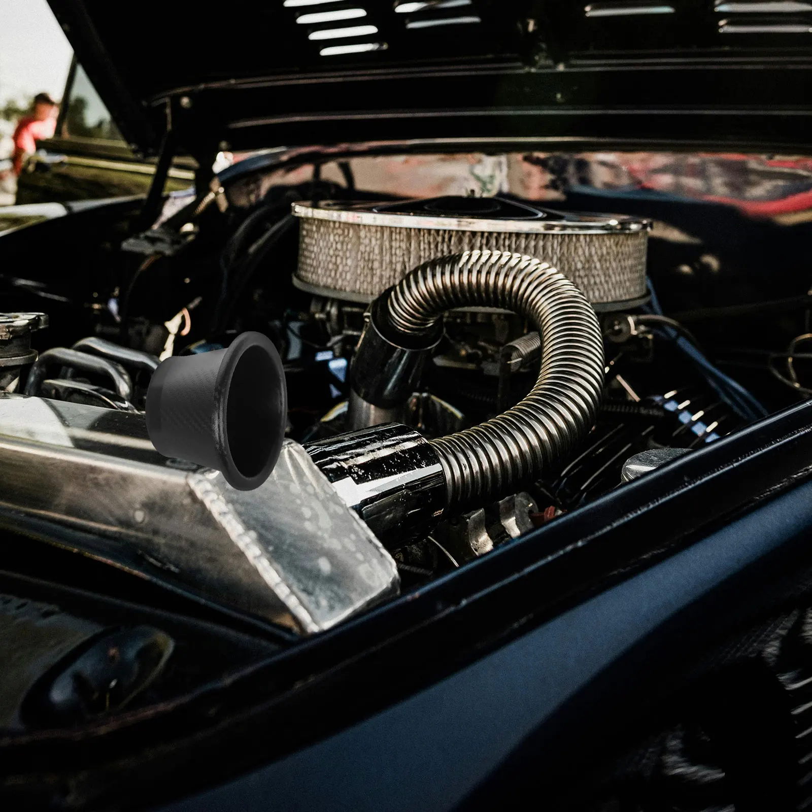 

Car Air Intake Pipe Duct System Front Bumper Vent Ram Funnel Modification Square Mouth Induction Horn