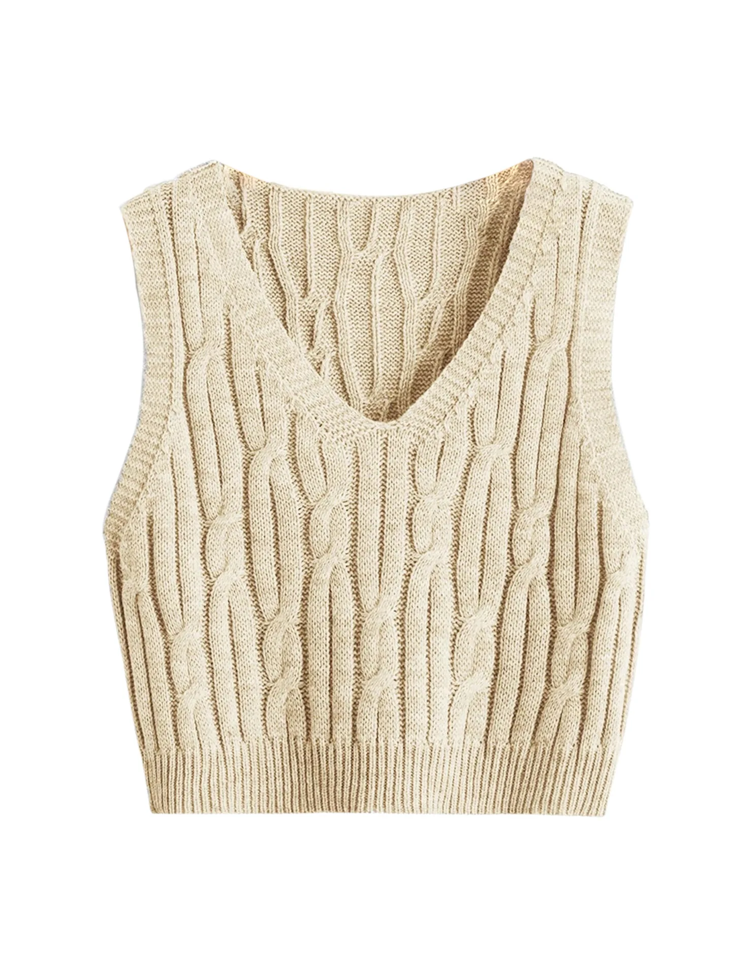 Fried Dough Twists V-Neck Vest Sweater 2022 New Female Korean Version Sleeveless Loose Short Jacket