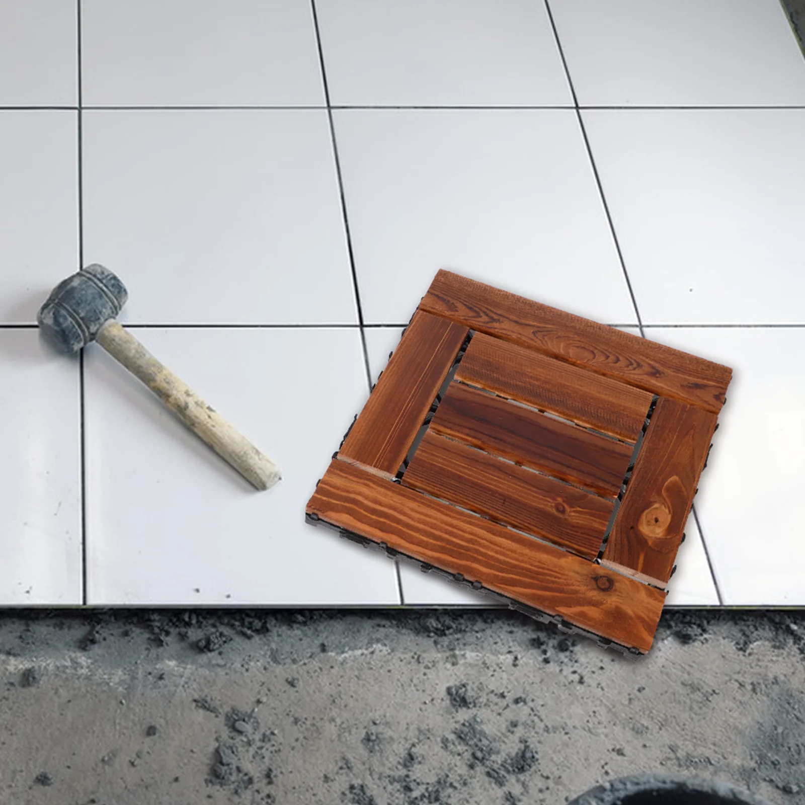 

Durable Carbonized Flooring Interlocking Thickened Outdoor Deck Tiles For Patio Garden Balcony Natural Wood Grain Finish Garden